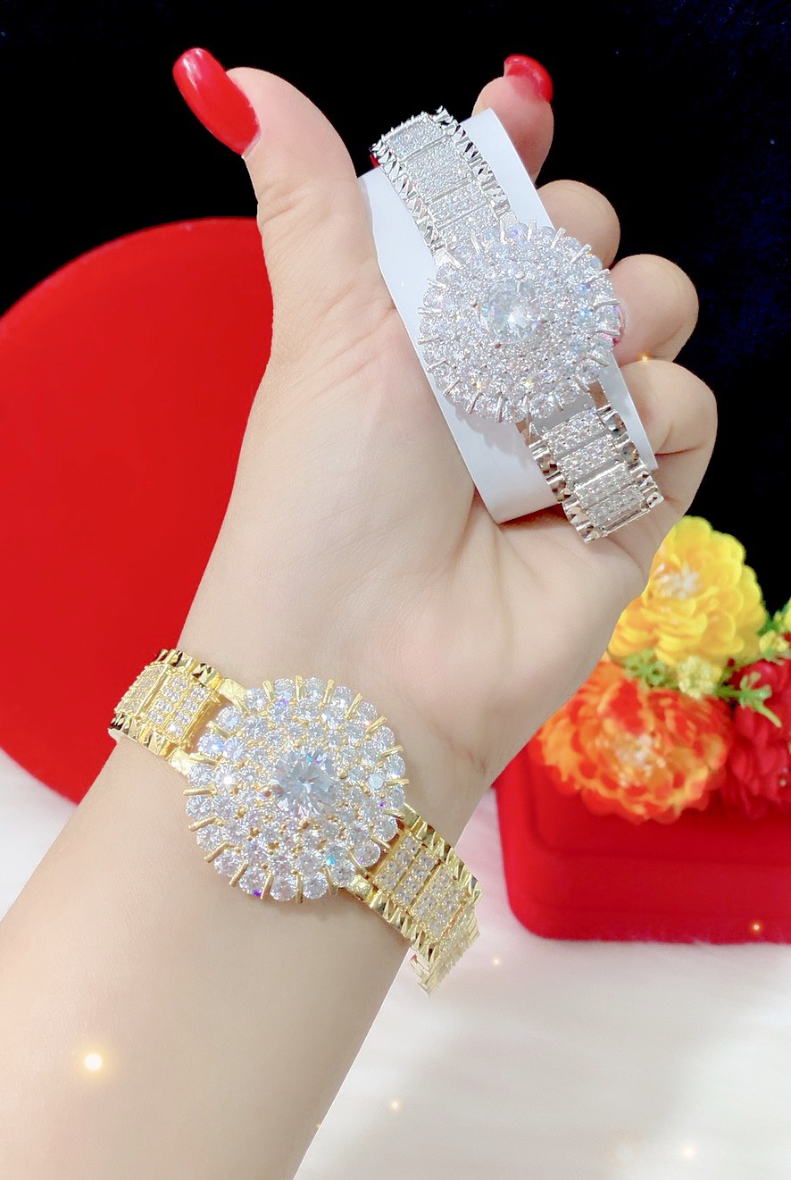 Lắc tay nữ đính xoàn mạ 18k cao cấp