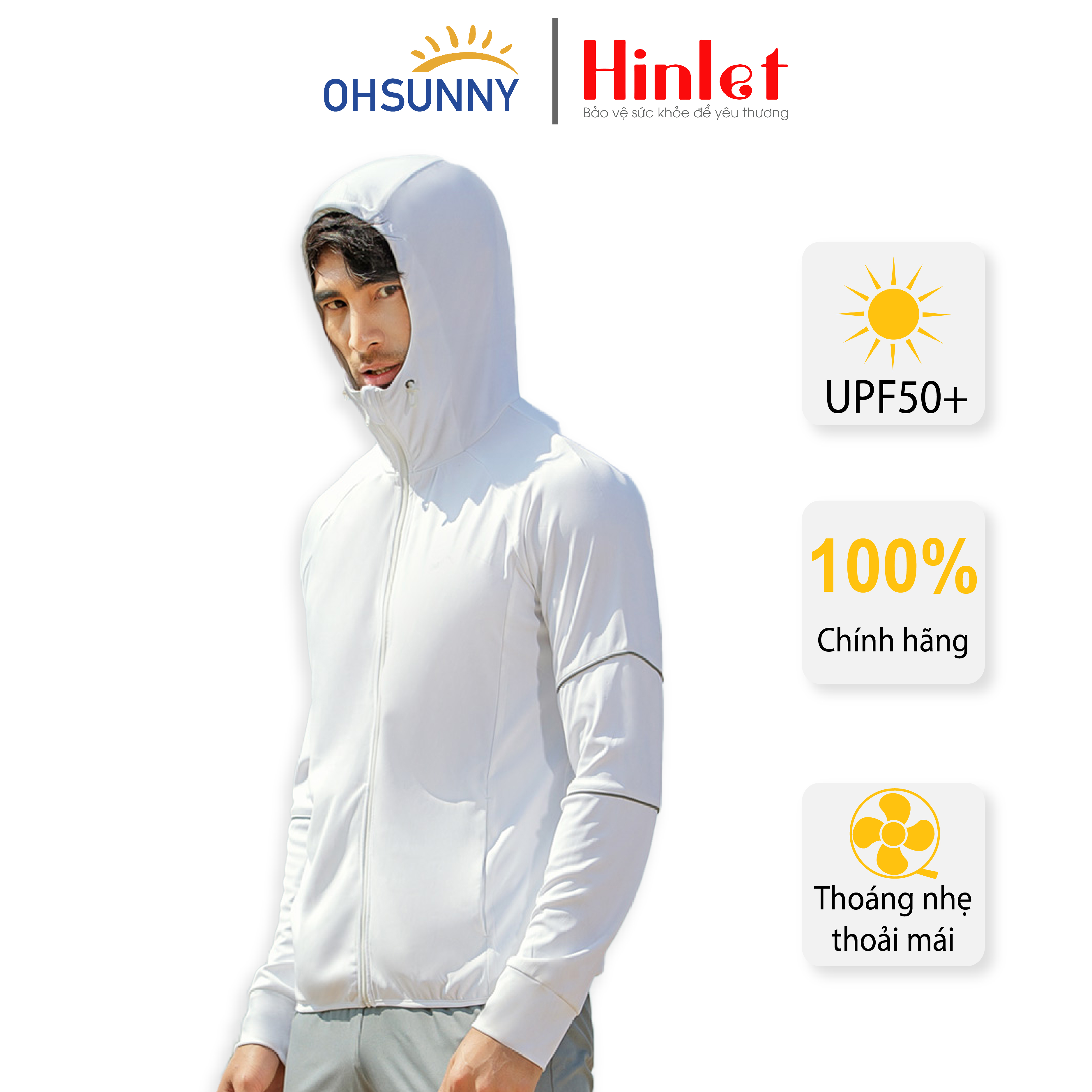 Áo Khoác chống nắng nam Ohsunny classic EX UPF50+++ SMTC1M051F Hinlet, kết cấu vải siêu mỏng nhẹ chỉ còn 0,32mm, chất liệu sợi polyester gốm cao cấp