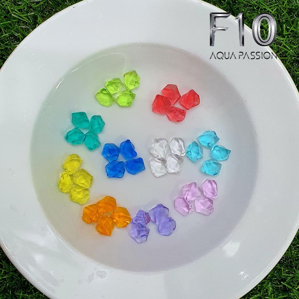 Viên Đá Pha Lê Nhựa Đủ Màu Trang Trí Hồ Cá, Chậu Cây Cảnh - Tiểu Cảnh 10 Viên - Mix màu