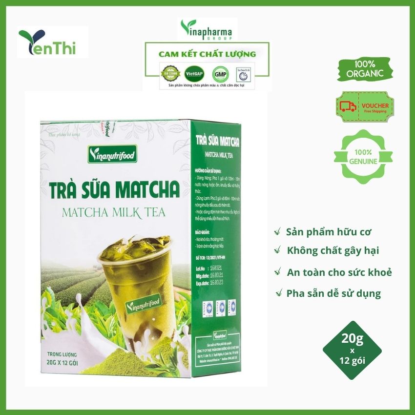 Trà sữa matcha vinanutrifood yt17- set trà sữa matcha gói pha sẵn tiện lợi thơm ngon đậm vị