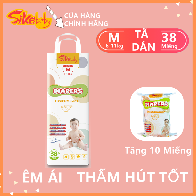 Sikebaby tã/ bỉm dán siêu mỏng thoáng khí m38