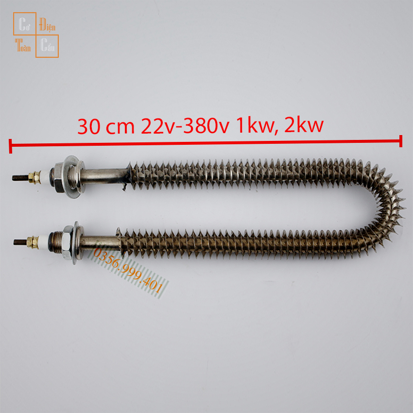 Điện trở sấy khô chữ U 30cm, 40cm, 50cm, 60cm, 70cm, 80cm, 90cm công suất 1KW 2KW điện áp 220V 380V có cánh tản nhiệt