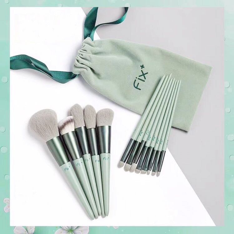 Bộ cọ trang điểm cá nhân cao cấp 13 cây Fix+ màu xanh/ màu hồng Pastel trendy
