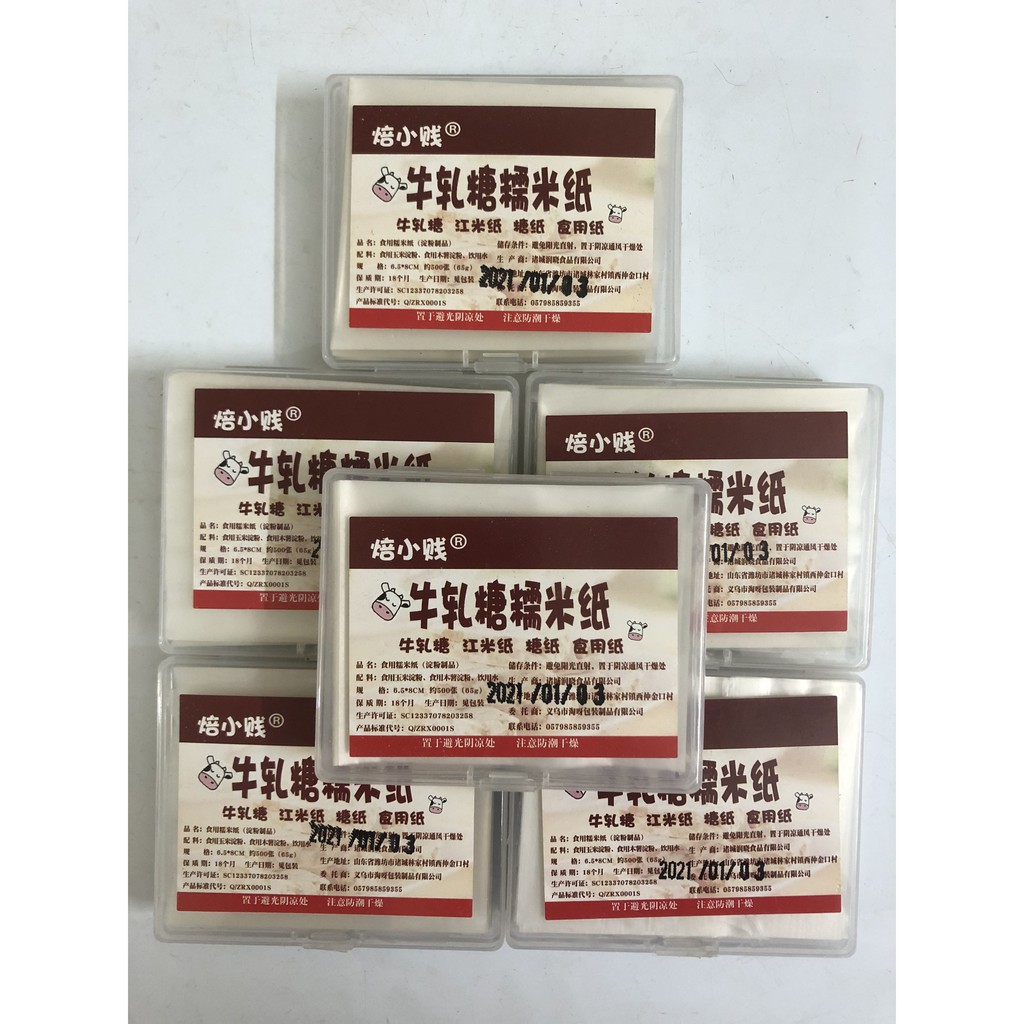 Giấy gạo gói kẹo tập 500ch đựng hộp nhựa