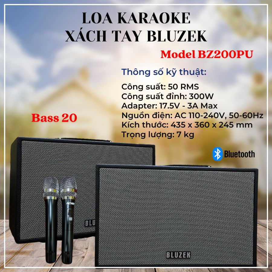LOA LÉO KARAOKE XÁCH TAY BLUZEK BZ200PU BASS 20 - HÀNG CHÍNH HÃNG - BẢO LOA LÉO KARAOKE XÁCH TAY BLUZEK BZ200PU BASS 20 - HÀNG CHÍNH HÃNG - BẢO