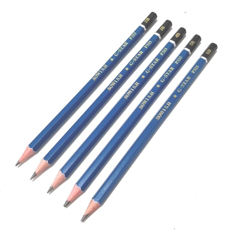 01 cây bút chì mỹ thuật gstar p333 2b/3b/4b/5b/6b - thân gỗ màu xanh