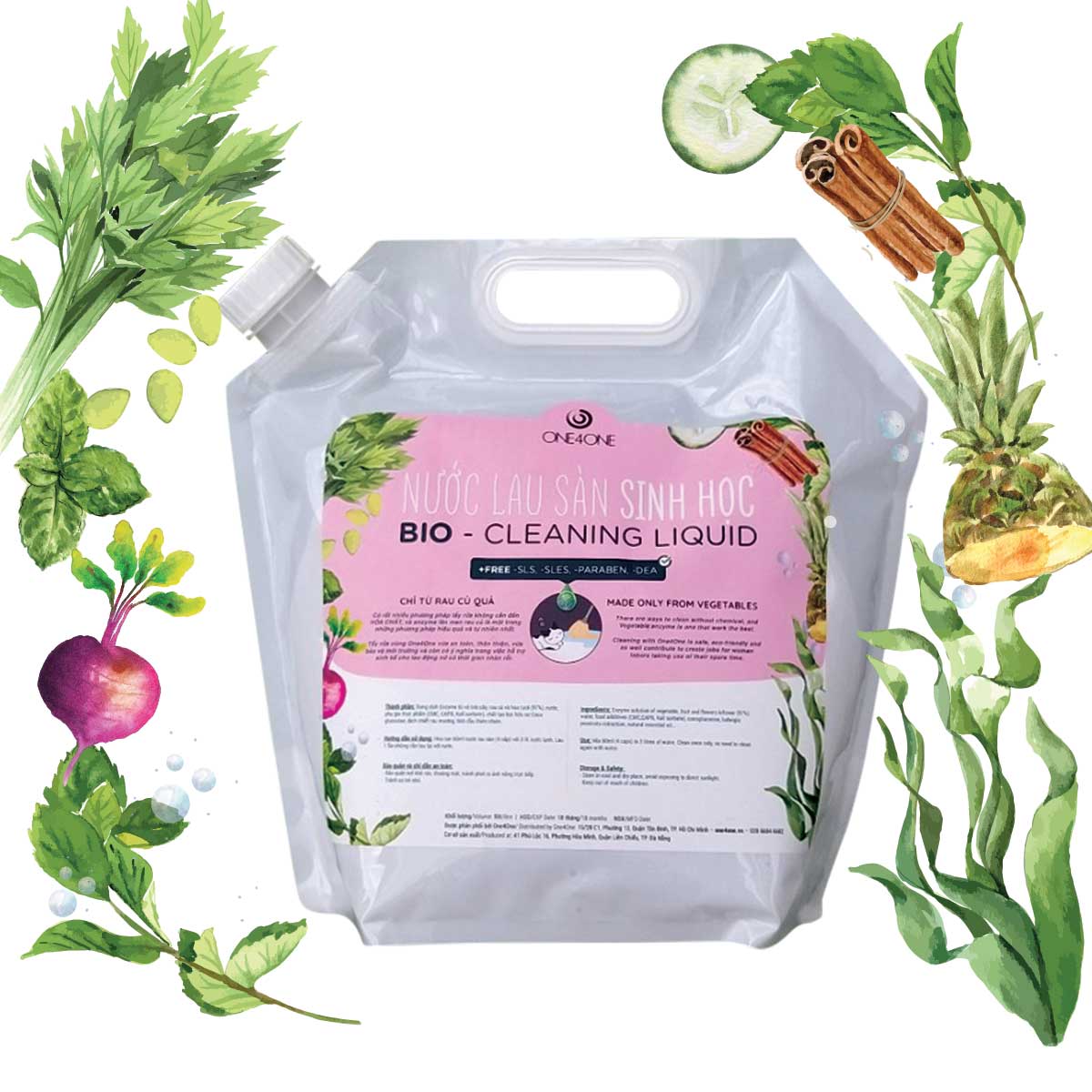 Nước lau sàn sinh học one4one bio cleaning liquid 4.9l