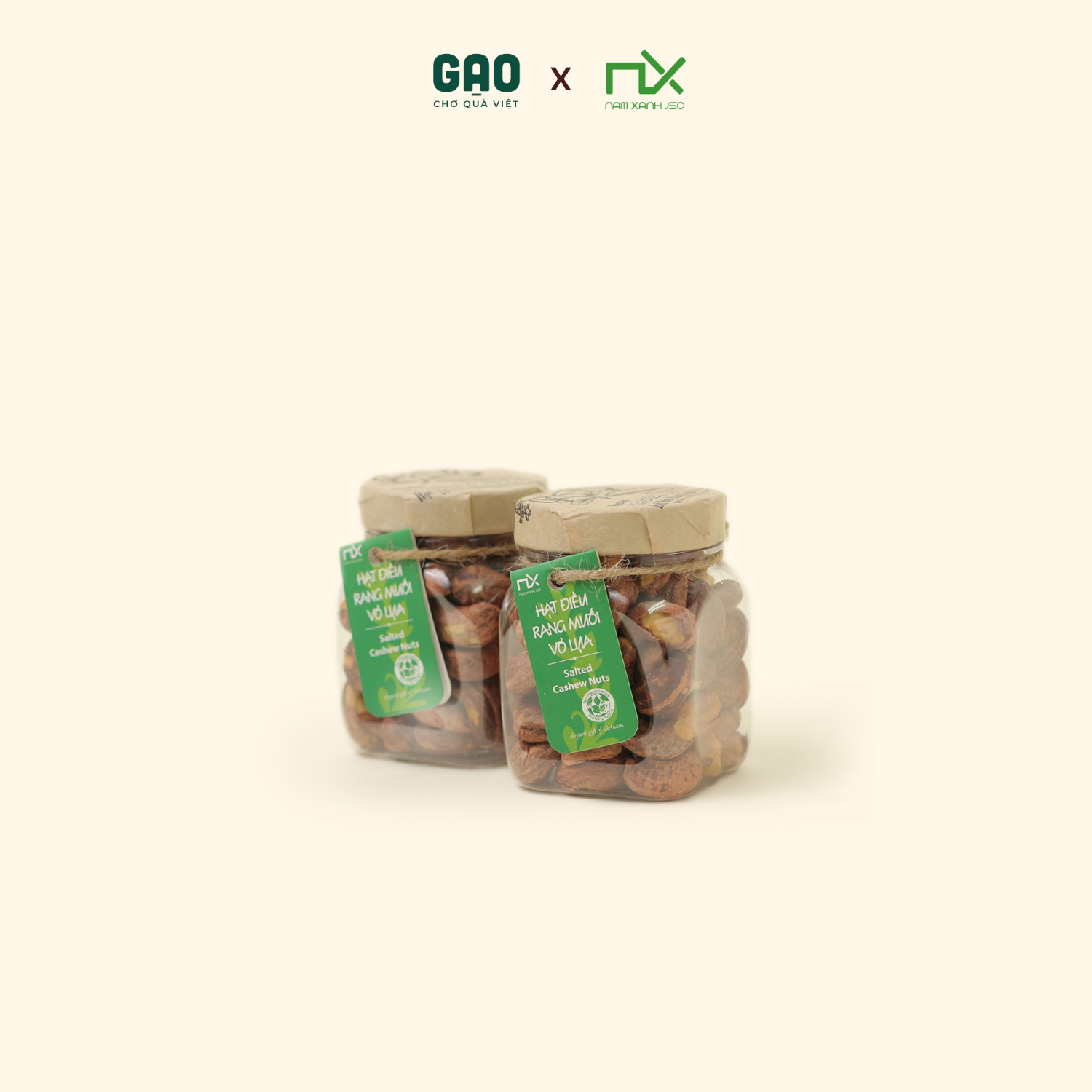 Hạt điều rang muối vỏ lụa - Nam Xanh - Hộp 80g