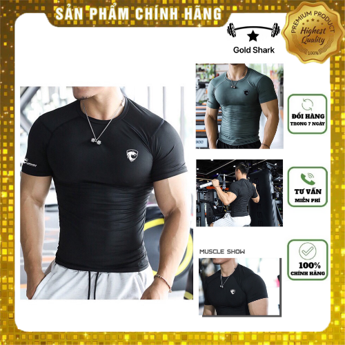 Áo Ngắn Tay Tập Gym Nam Goldshark Vải Thun lạnh