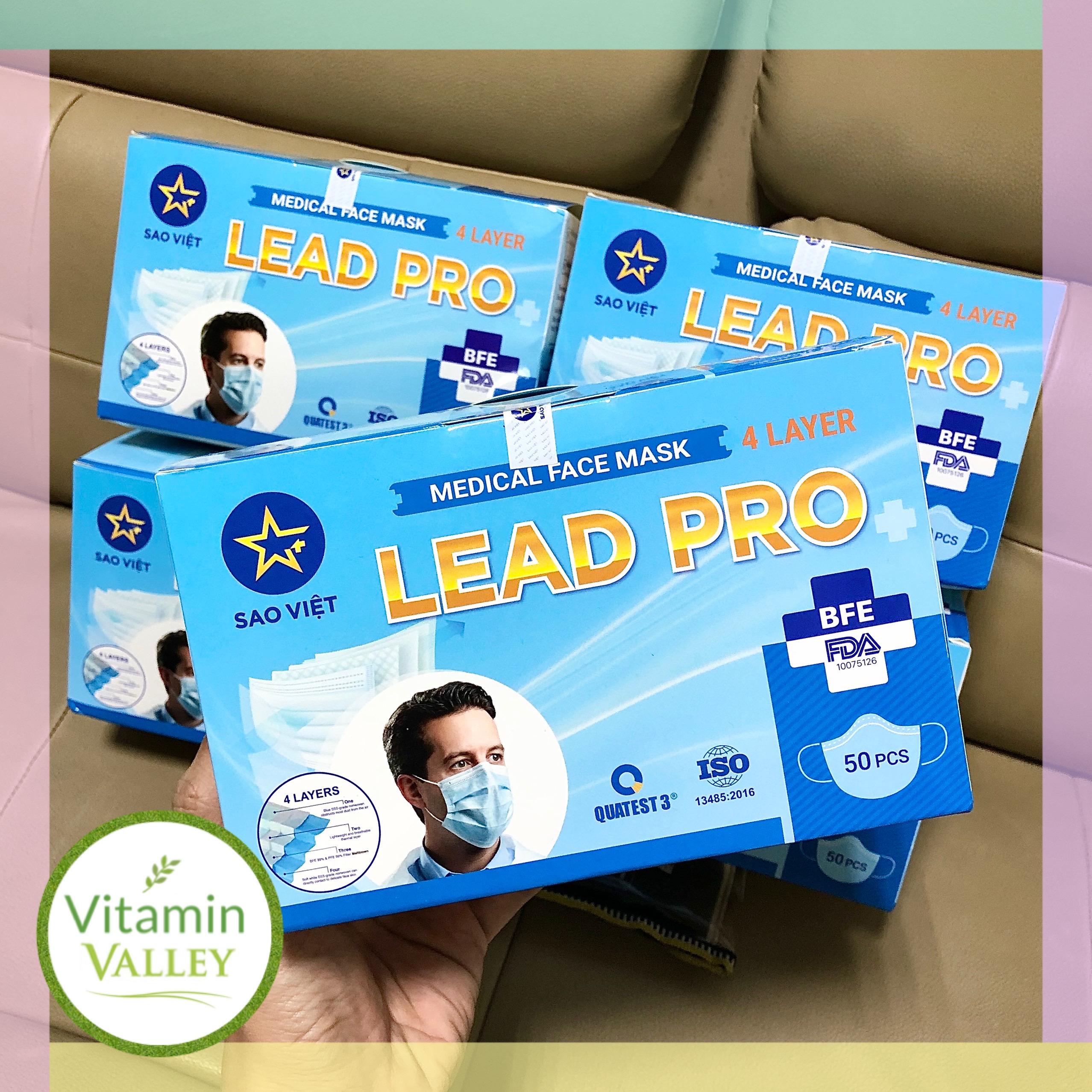 [HCM](HÀNG CÔNG TY) Khẩu Trang Y Tế 4 Lớp Kháng Khuẩn LEAD PRO