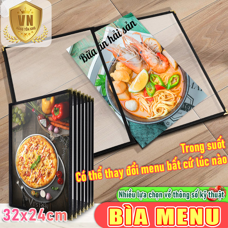 Bìa menu trang 4/6/8 kích thước a4 đa dụng cụ