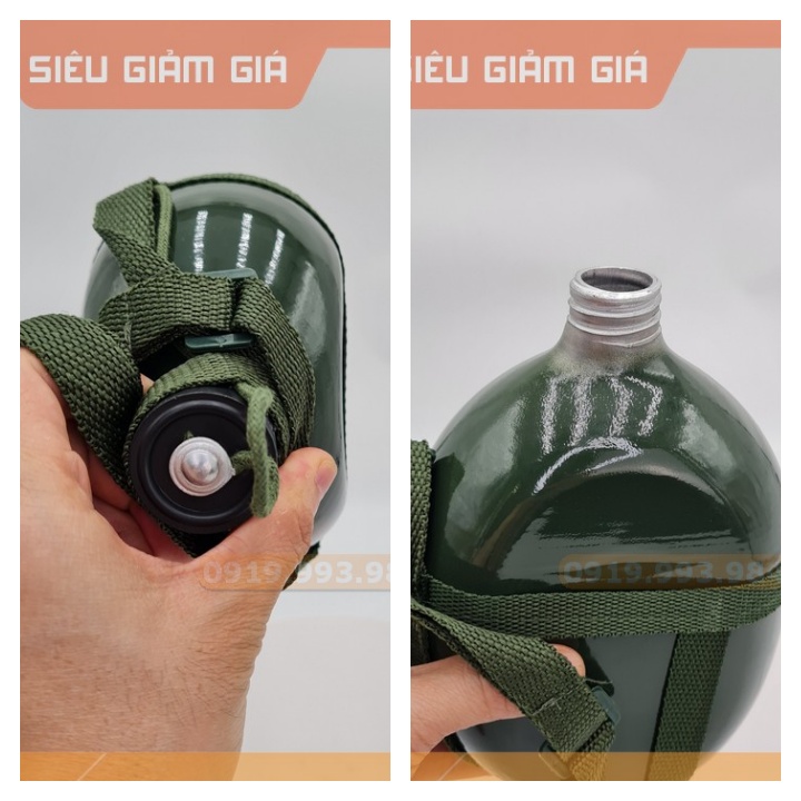 Bình tông, bình bi đông đựng nước, đựng rươu vỏ nhôm dung tích 1.5 lít shopaha247 bao gồm túi đựng bình