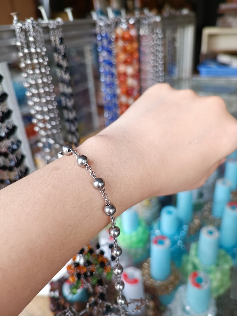 Vòng chuỗi hạt đeo tay Mân Côi inox