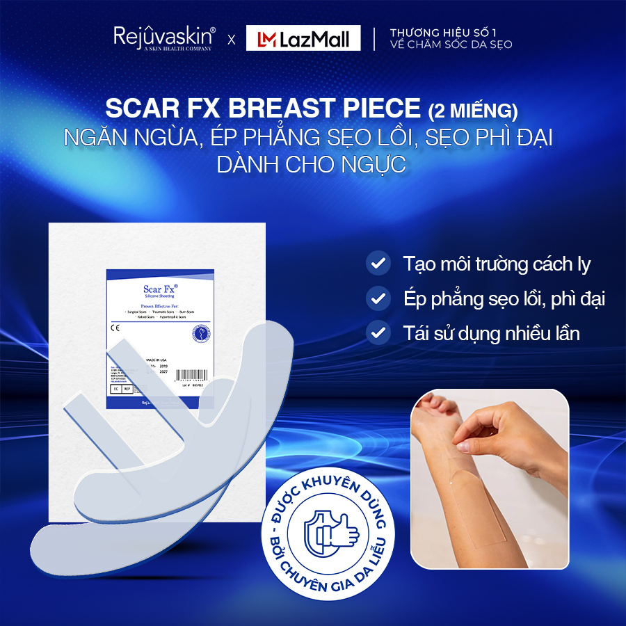 Bộ Miếng Dán Xóa Mờ Sẹo Phẫu Thuật Ngực Rejuvaskin Scar Fx Breast Piece (2 miếng)