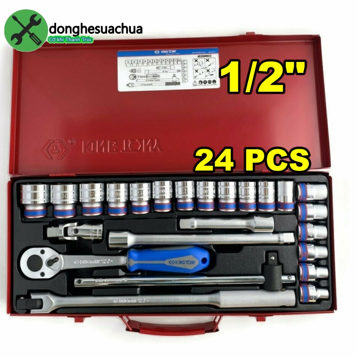 Bộ tuýp 1/2 kingtony 4526mr03 08-32mm 6 cạnh gồm 24 chi tiết