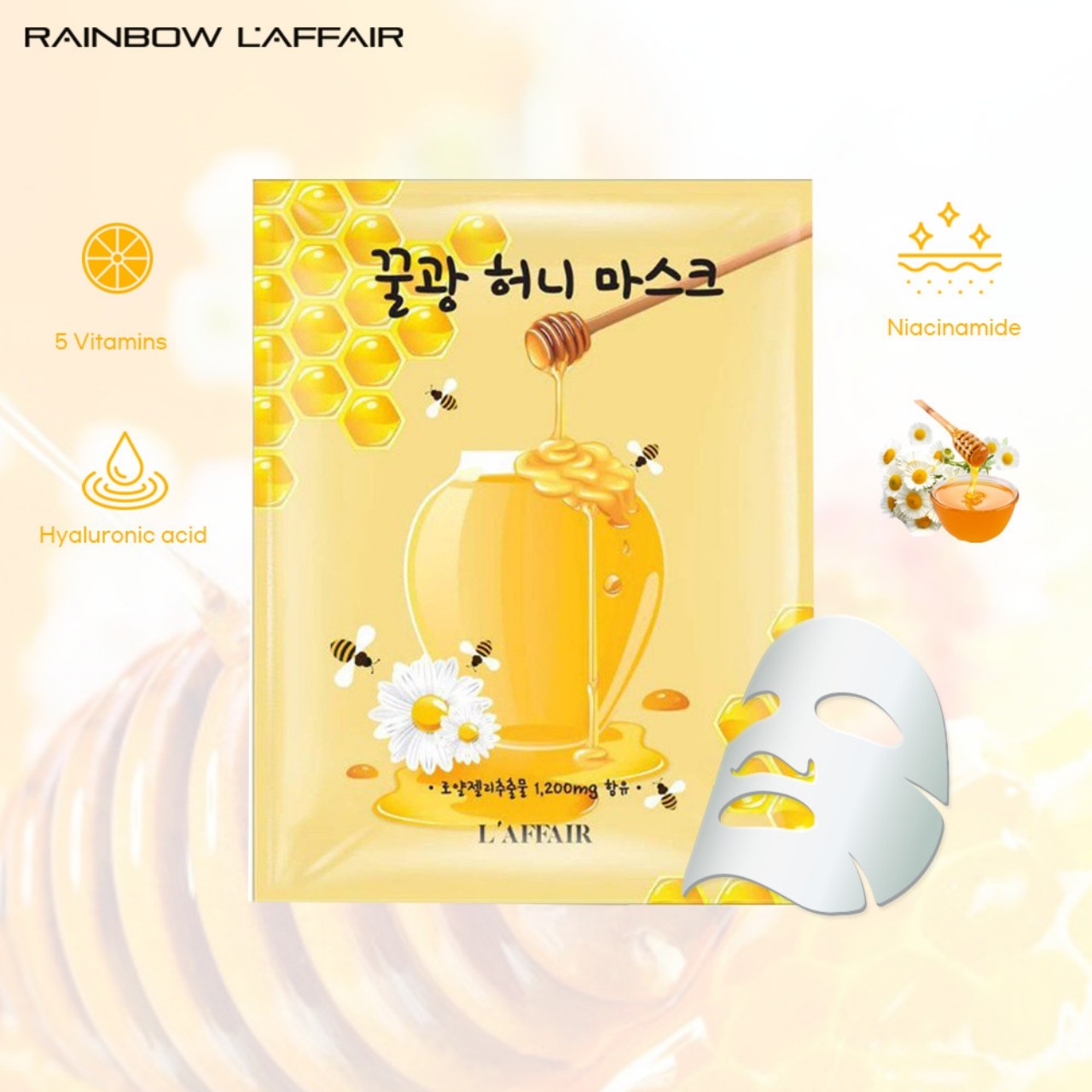 Hộp 30 Mặt nạ chống lão hóa ngăn ngừa mụn Rainbow Laffair Honey Mask 750ml