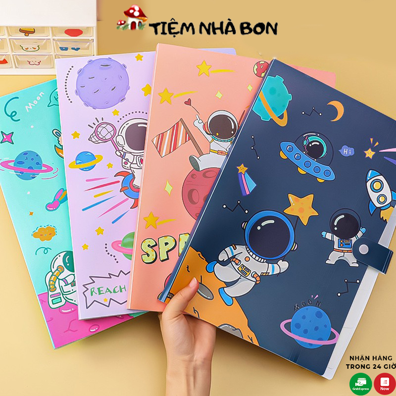 Túi đựng bài kiểm tra, Bìa lá đựng tài liệu A4 họa tiết hoạt hình phi hành gia độc lạ