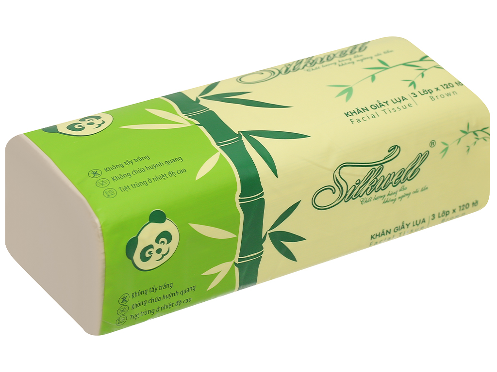 Giấy rút lụa Silkwell 3 lớp x 160 tờ/ không tẩy trắng/ không huỳnh quang/ tiệt trùng ở nhiệt độ cao