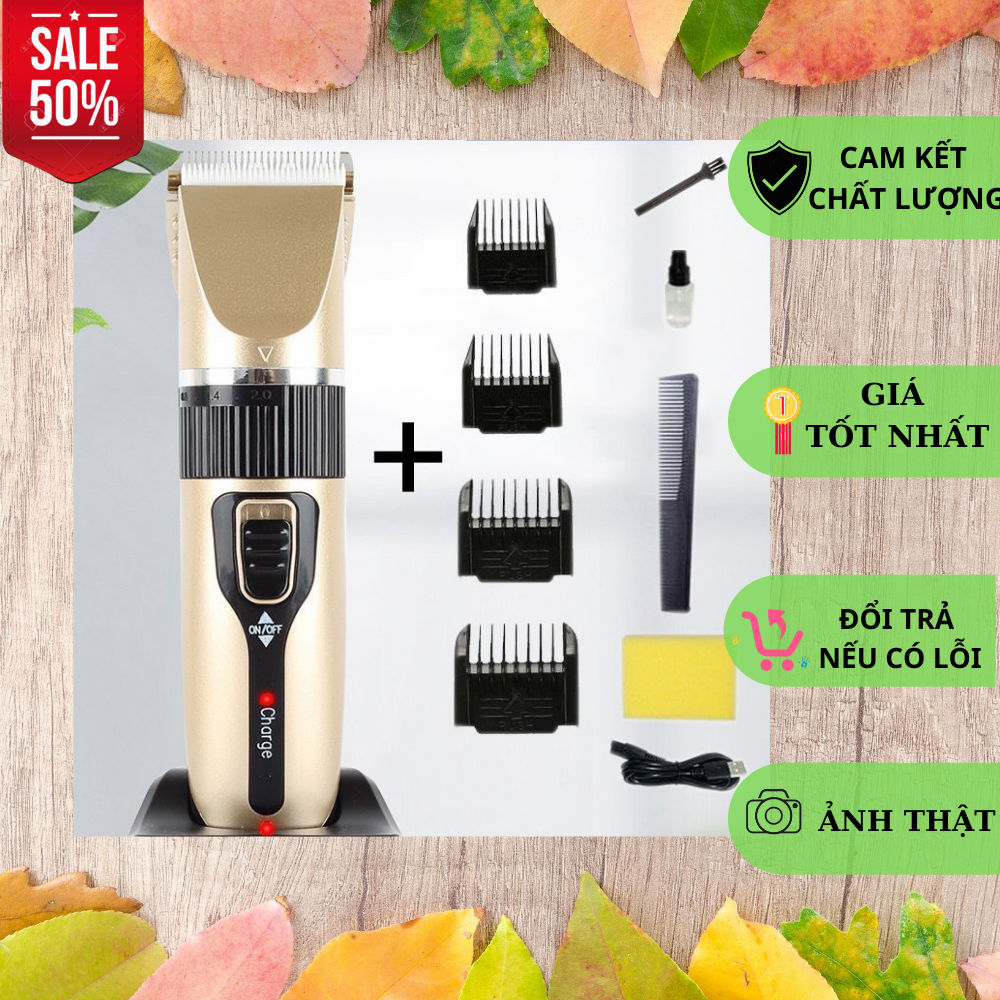 [ Sịn Sale ] Bộ Tông Đơ Cắt Tóc 12 Món - Có Dây Sạc USB - Dung Lượng Pin Lên Đến 1200mah Cắt Liên Tục 2H Không Cần Sạc Lại - Lưỡi Cắt Có Thể Tháo Lắp Dễ Dàng - Động Cơ Khỏe Quay 20000 Vòng/Phút Không Gây Tiếng Ồn