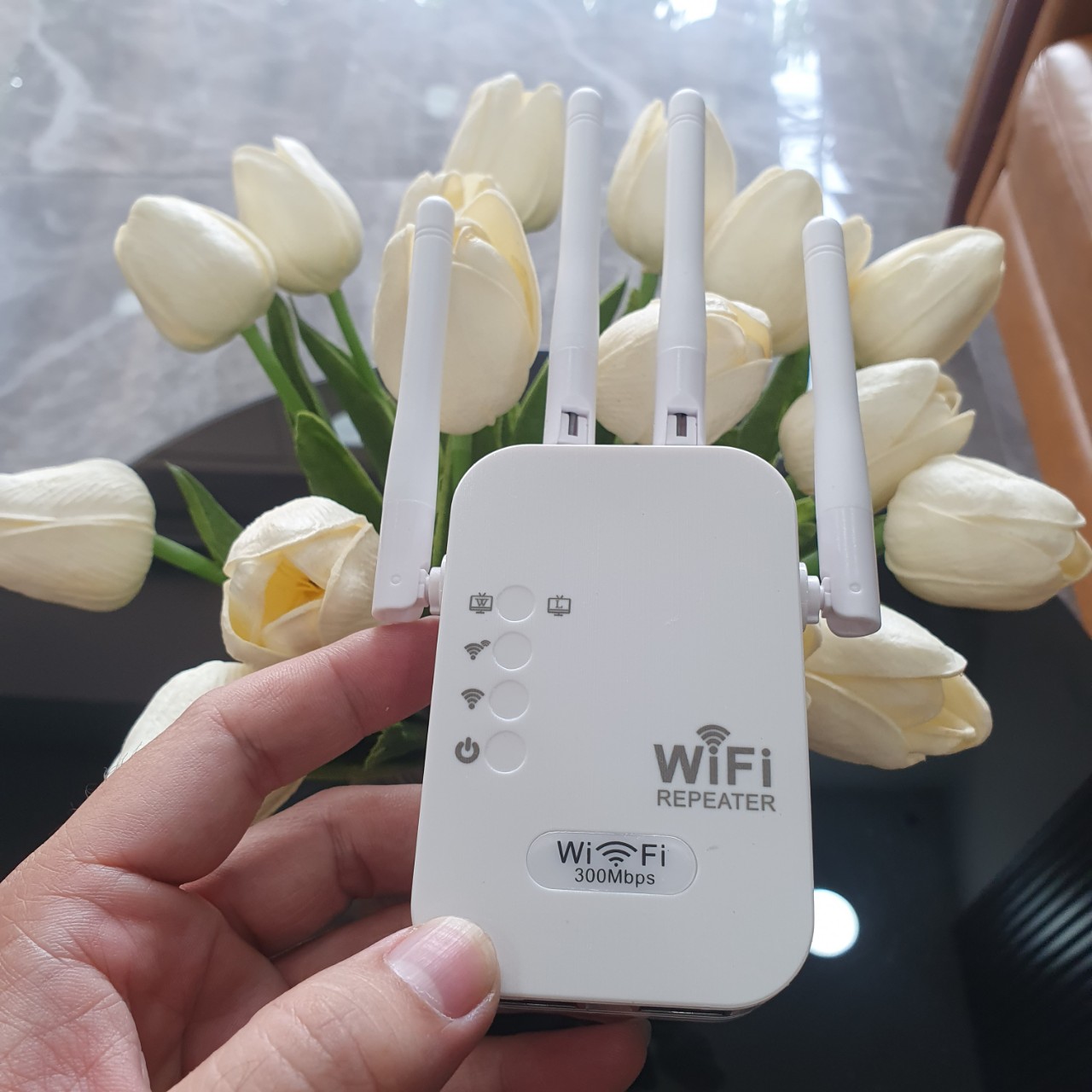 Kích sóng wifi 4 râu ăng ten phát xuyên tường chuẩn n 1200m 300m bộ kích sóng wifi thu phát mở rộng sóng