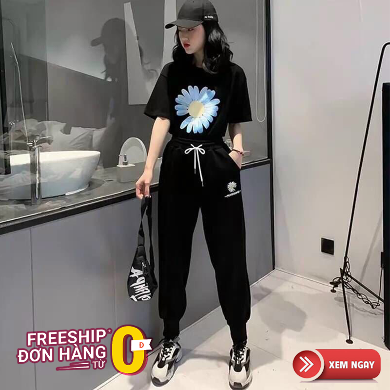 Set bộ đồ dài hoa cúc nữ thời trang đi chơi dạo phố mtb
