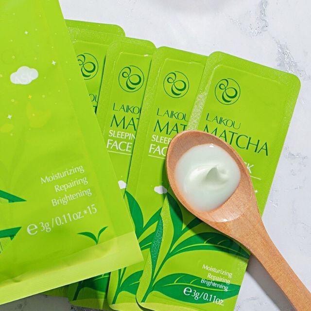 10 miếng mặt nạ ngủ trà xanh matcha laikou