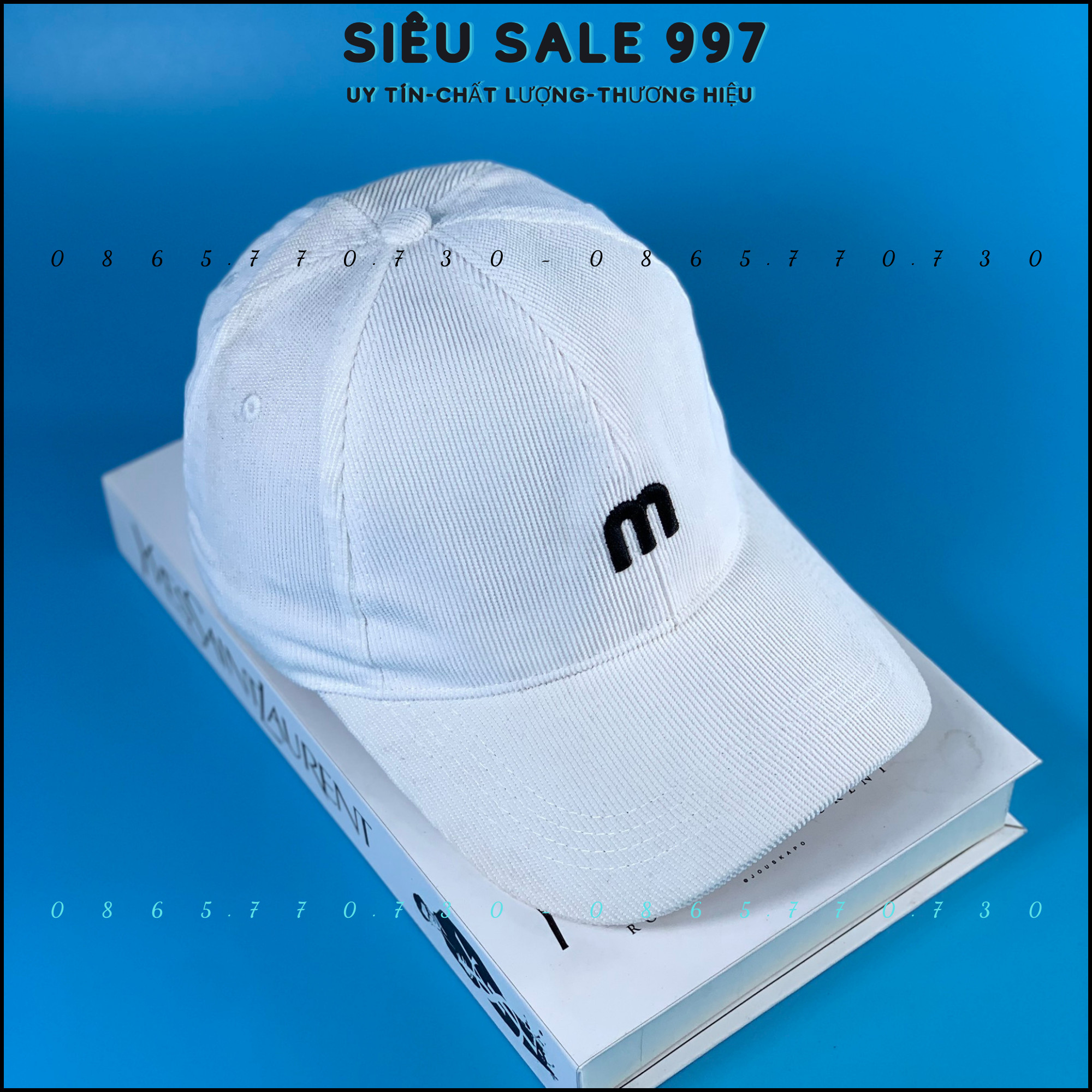 Mũ Lưỡi Trai, Nón Kết Nhung Gân Thêu Chữ M Thời Trang Nam Nữ Cứ Tính Form Chuẩn Hàng VNXK