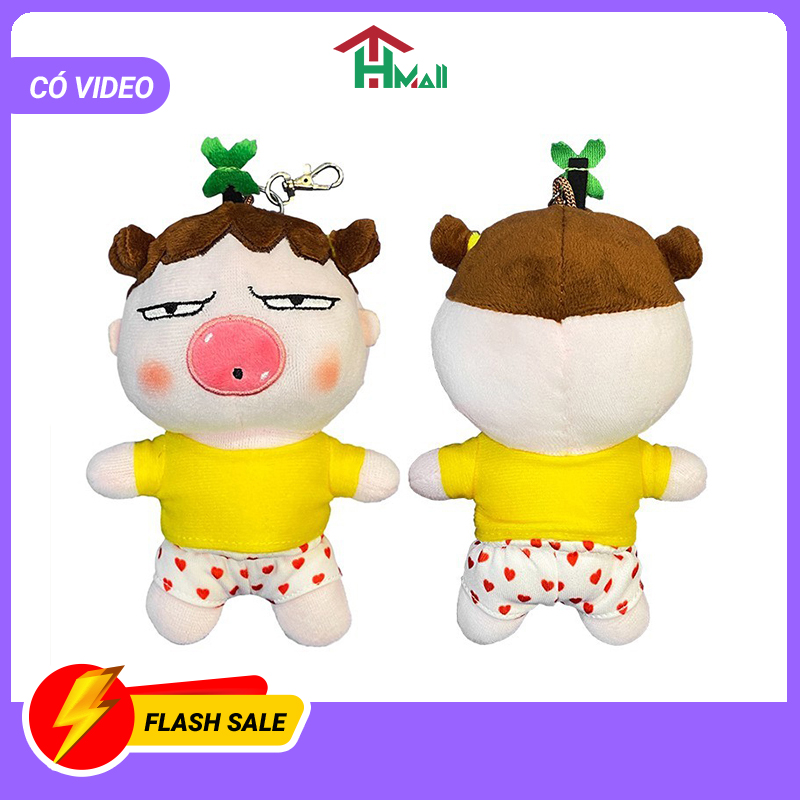 Gấu bông, móc khóa gấu bông Quỳnh AK, gấu bông hình thú con trâu giá rẻ mềm mại an toàn cho trẻ em, gấu bông dễ thương đáng yêu cho bé thú nhồi bông -  Vải co giãn 4 chiều mềm mại