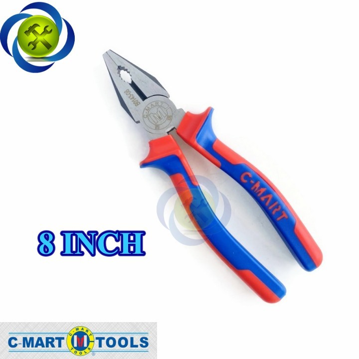 Kìm điện cán xanh đỏ c-mart b0143-8 200mm 8inch
