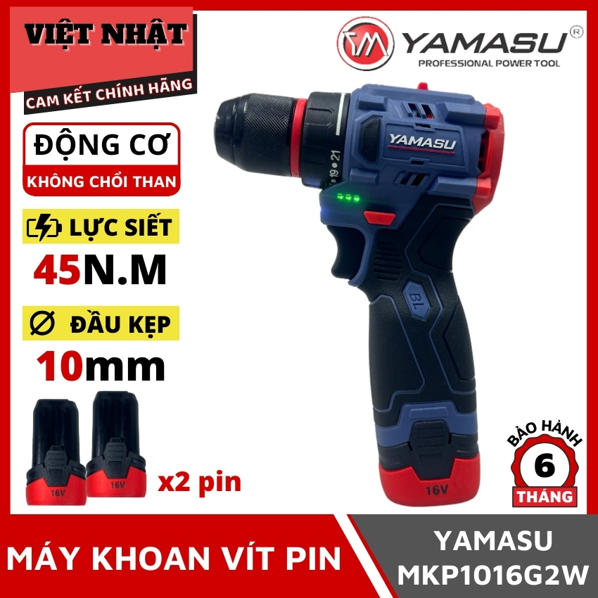 Máy khoan vít pin Yamasu YMS-MKP1016G2W, lực siết 45N.M-Điện Máy Việt Nhật