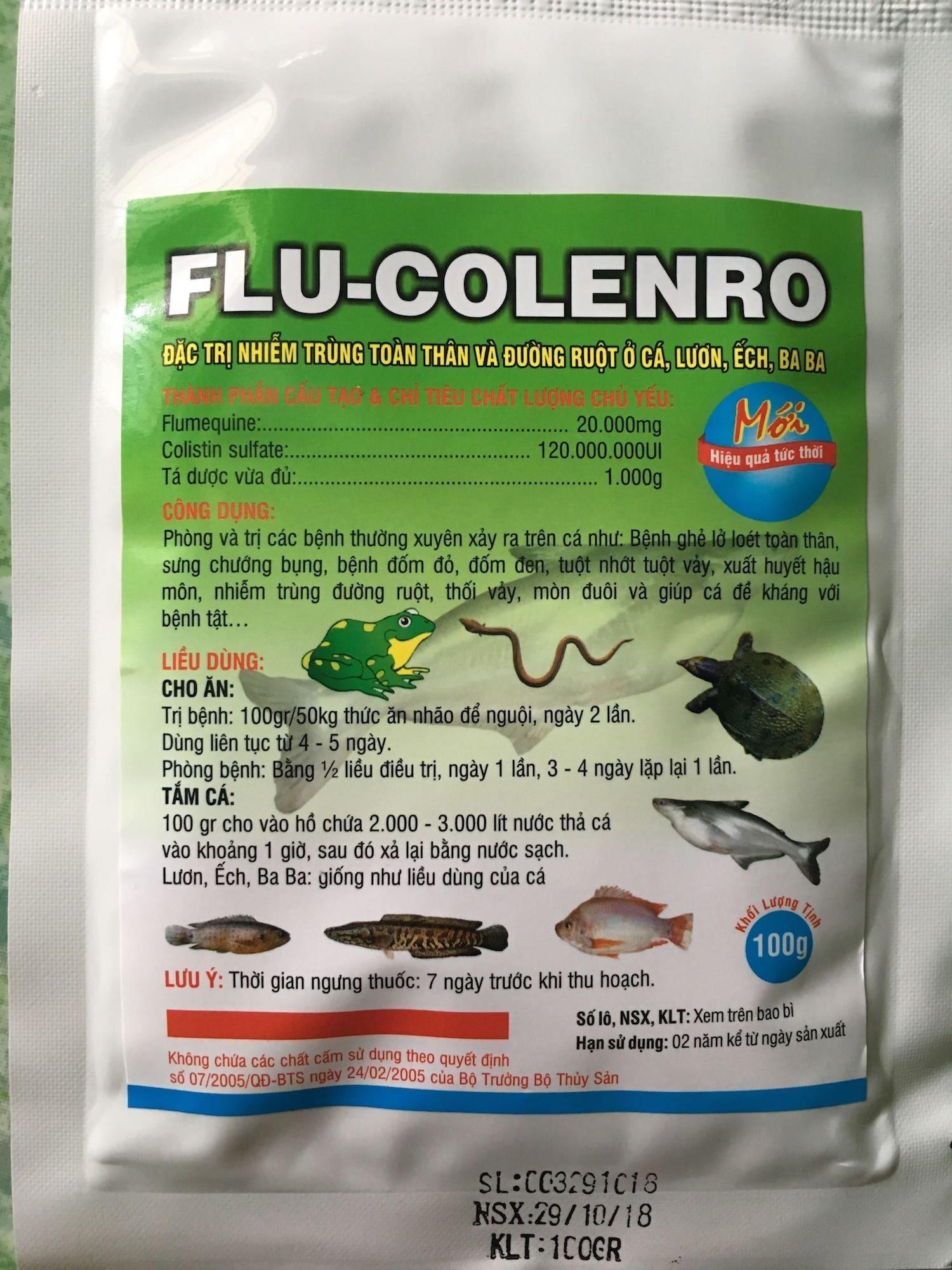 Flucolenro đặc tri các bệnh trên cá lươn ếch baba..... và các loài thuỷ sản