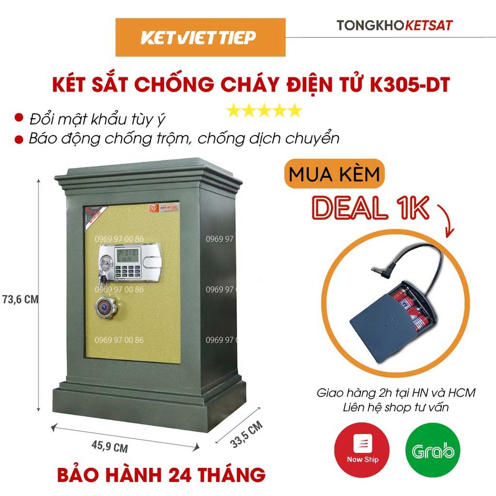 Két sắt chống cháy điện tử 🎁CHÍNH HÃNG🎁 K305-DT Nặng 80KG két sắt Việt Tiệp (Freeship Toàn Quốc)