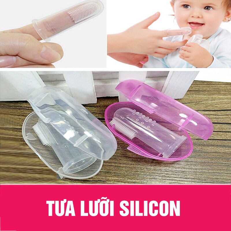 Rơ Lưỡi Đánh Răng Xỏ Ngón Silicon Kèm Hộp An Toàn Cho Bé