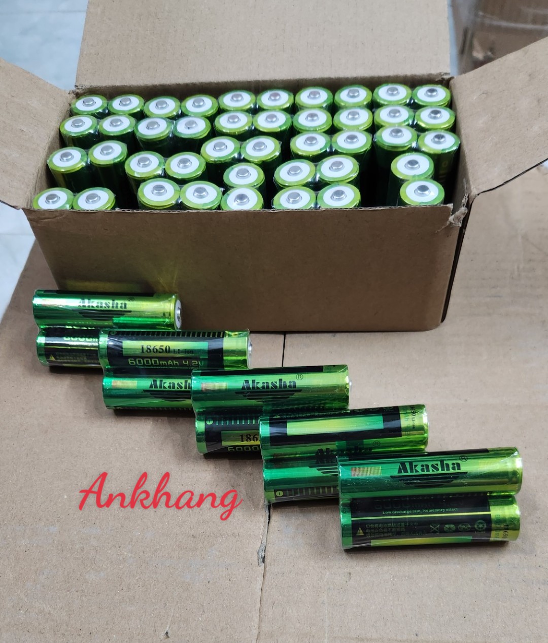 Pin sạc 18650 akasha 4.2v - 6.000mah đầu lồi - dùng cho quạt sạc, đèn pin, tông đơ...