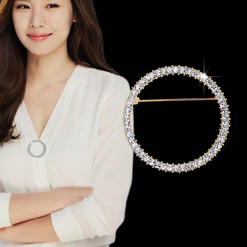 [HCM]Cài Áo  Hình Tròn Đính Đá Zircon  Chống Trượt Nịt Ren Khe Ngực Thời Trang Phong Cách Hàn CAHINHTRON05
