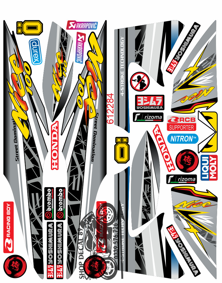 Tem Rời WAVE ALPHA 100 NICE VẠCH XÁM VÀNG ĐEN mã 612284 (Tem 3 Lớp Chống Bay Màu)