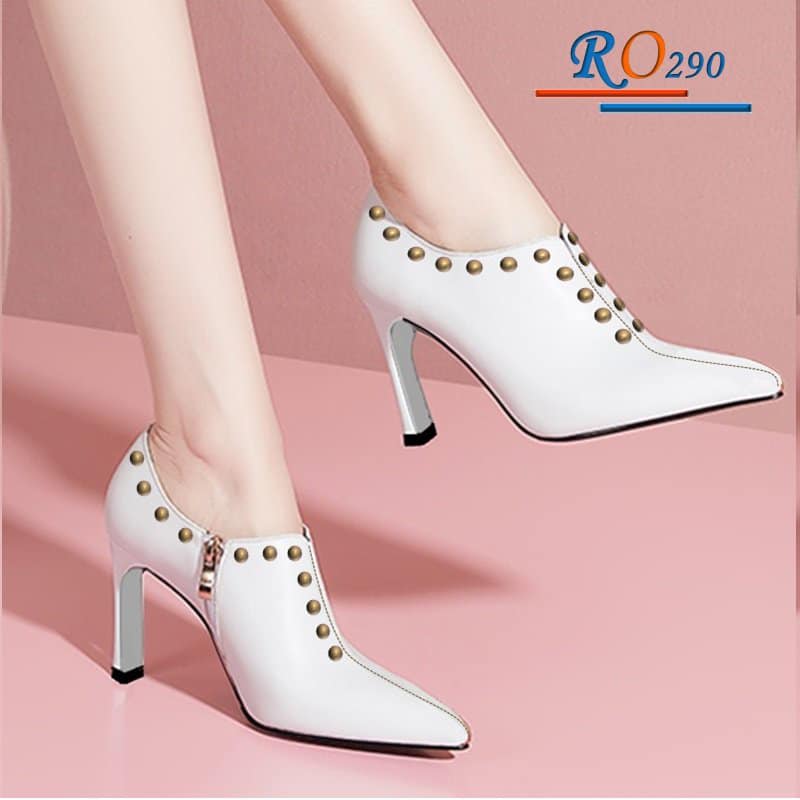 Giày bốt nữ cổ ngắn hàng hiệu Rosata - 8cm thời trang RO290