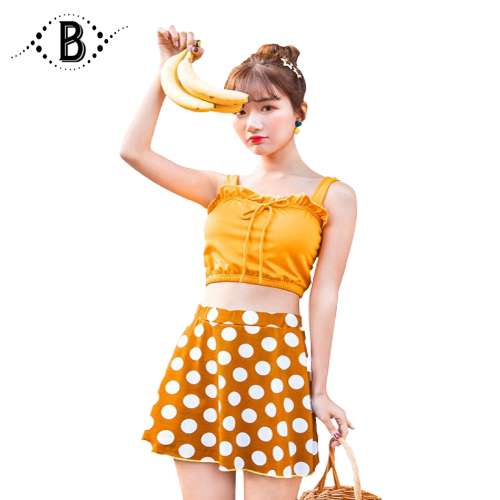 Đồ bơi nữ đẹp đồ tắm biển dạng váy áo bơi nữ hai mảnh họa tiết chấm bi thiết kế bèo nhún trẻ trung DAN10LA - Thương hiệu BALO STORE