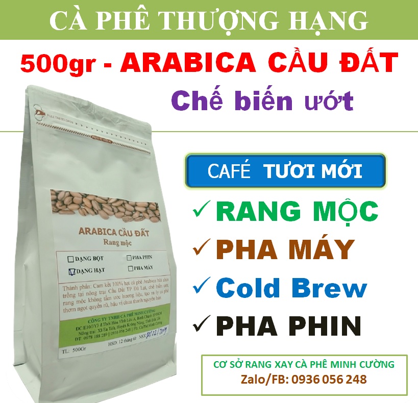 500gr cà phê arabica Cầu Đất - cà phê arabica rang mộc - cafe Arabica rang MỘC pha Máy , pha Phin, chế biến ướt - Nong san Minh Cuong