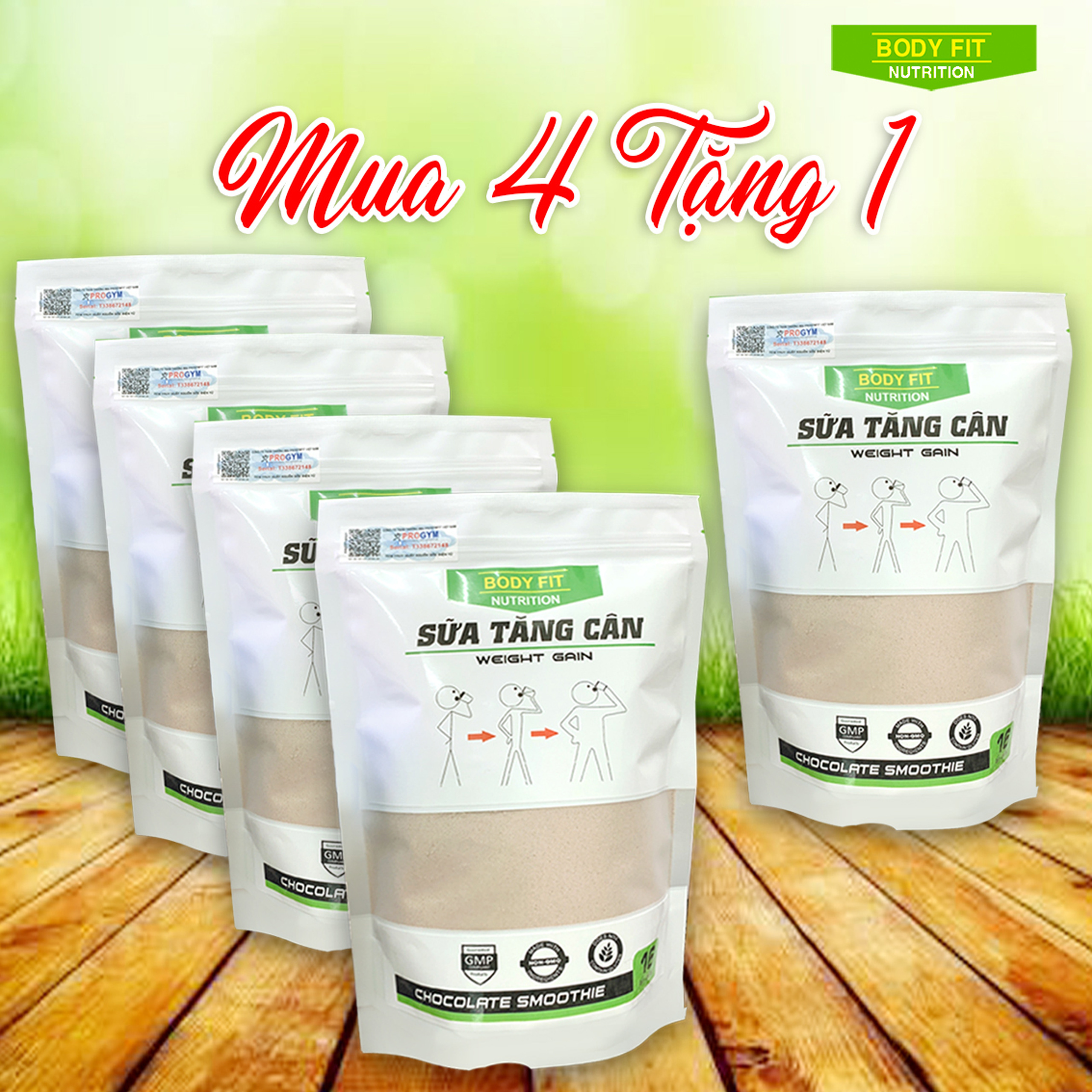 COMBO 4 túi tặng 1 túi Sữa Tăng Cân Cho Người Gầy BodyFit - Weight Gain