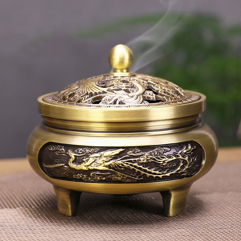 Lư xông trầm hương Tân Nguyên, lư đốt trầm hương, lư đồng xông trầm nhiều mẫu được làm từ đồng nguyên khối nắp họa tiết