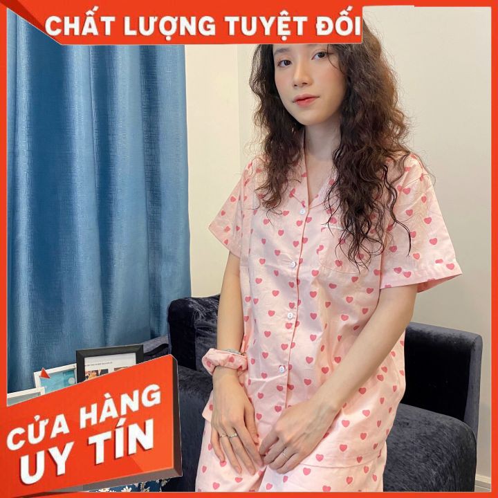 Đồ bộ pijama - chất thô hàn mềm mát họa tiết xinh bộ tay ngắn quần đùi pizama pyjama