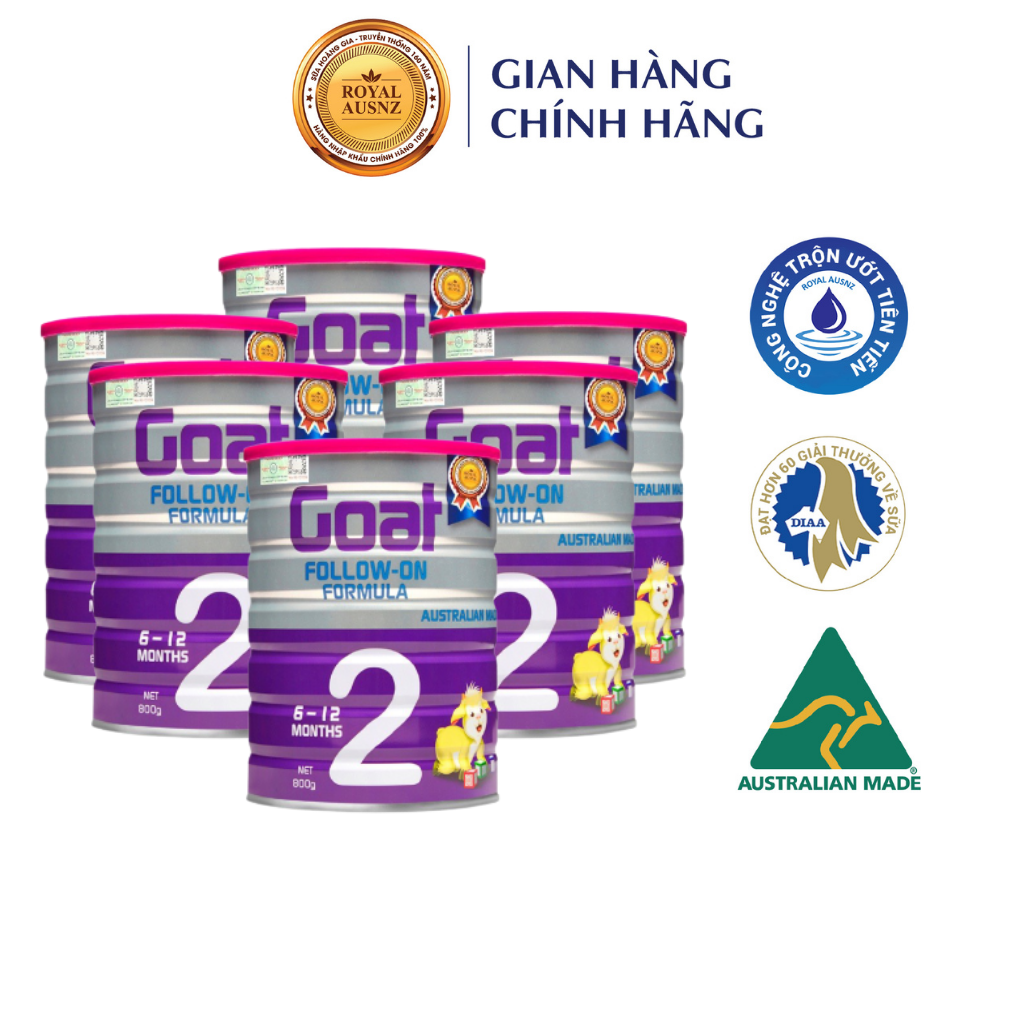 Combo 6 Hộp Sữa Dê Goat Follow-On Formula 2 ROYAL AUSNZ Bổ Sung Dinh Dưỡng Cho Bé 800g/hộp