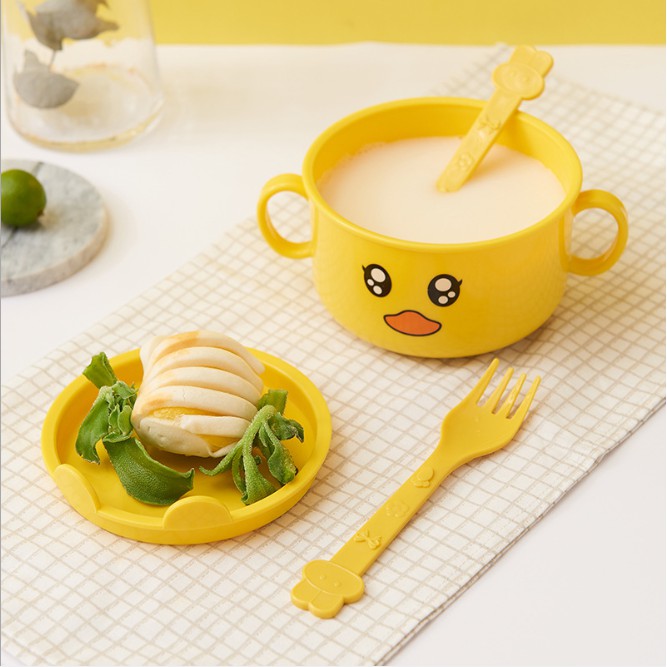 Bát ăn dặm, úp mì đựng cháo có nắp hình vịt cho bé