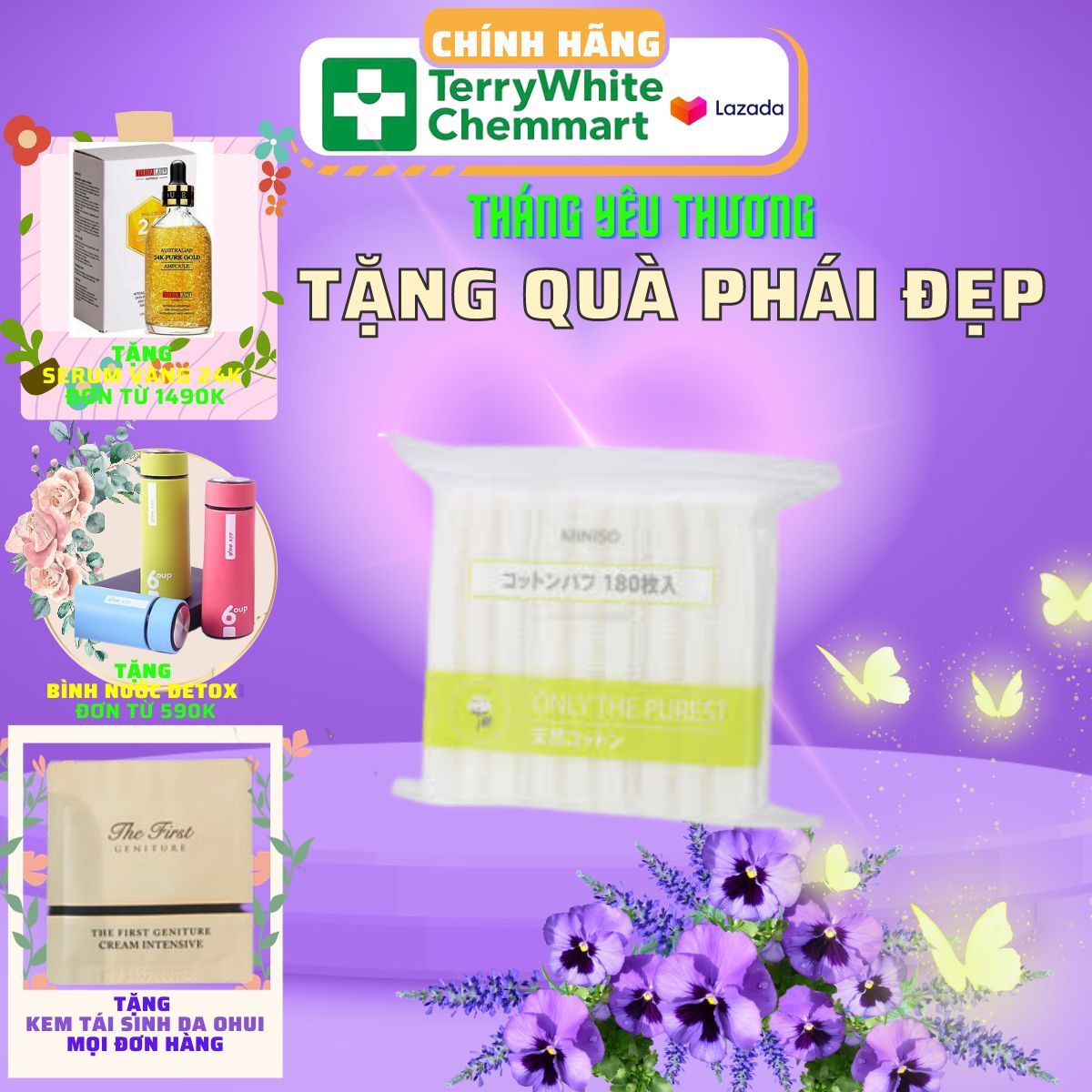 Bông tẩy trang Miniso 180 miếng siêu mềm mịn