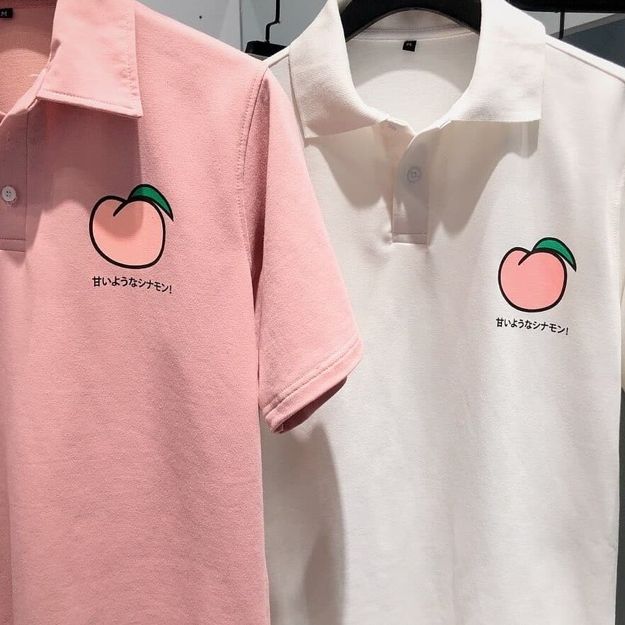 [HCM]Áo thun Polo tay lỡ Nam Nữ Unisex in hình trái Đào - áo thun ngắn tay có cổ vải không nhăn chính hãng