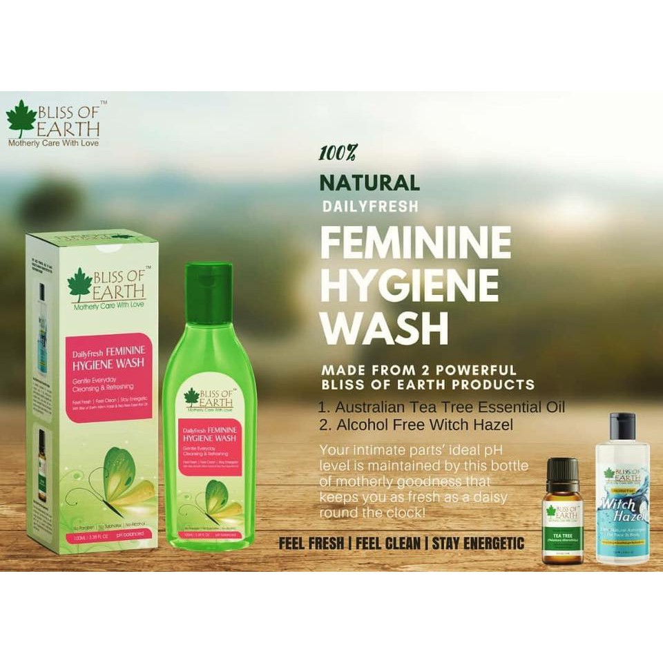Dung dịch vệ sinh phụ nữ ấn độ giúp giảm mùi cô bé bliss of earth daily feminine hygiene wash