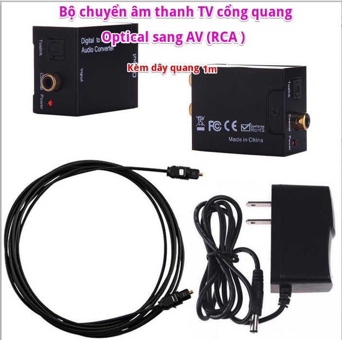 Bộ Chuyển Âm Thanh TV Cổng Quang Optical Sang Audio AV (RCA) Kèm Dây Quang 1m