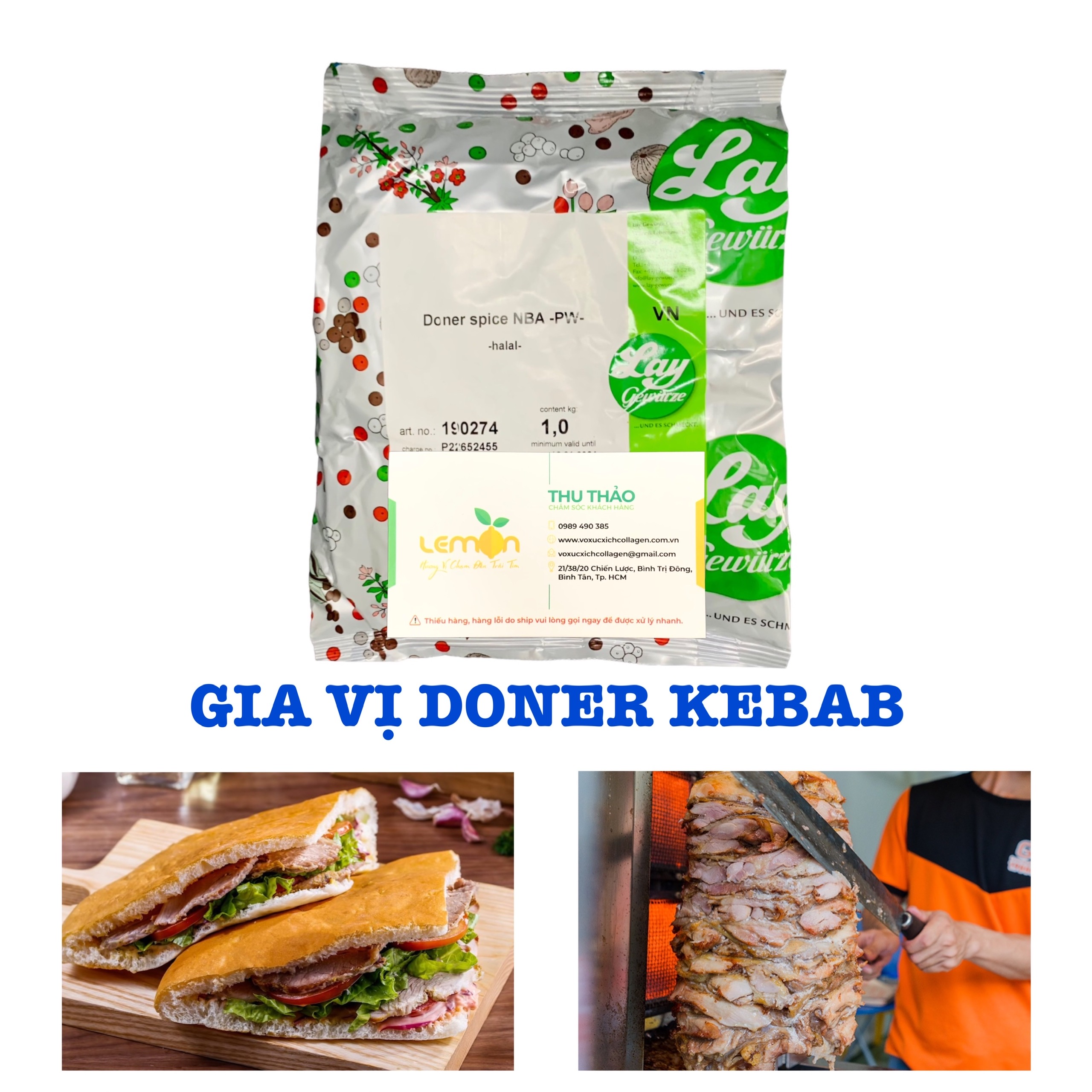 1Kg Gia vị ướp thịt Doner Kebab Thổ Nhĩ Kỳ - Gia vị thảo mộc chuyên dùng cho bánh mì kẹp