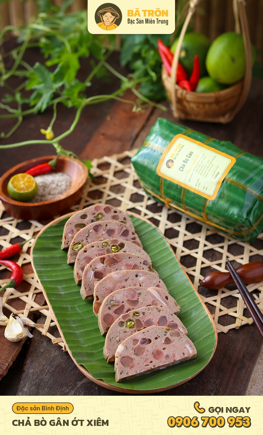 [HCM]Chả Bò Gân 500gr Đặc Sản Bình Định Bà Tròn